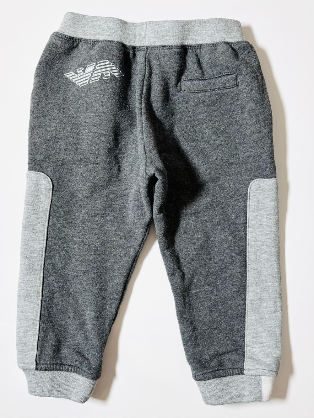 Emporio Armani Baby Boys Grey Two-Tone Jogger Sweatpants 12M Luxury Designer